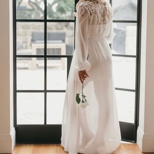 Luna Lace Back Maxi Bridal Robe
